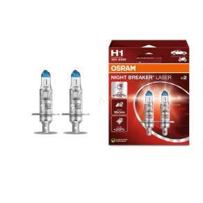   Bec halogen pentru faruri Osram Night Breaker Laser H1, 12 V, 55 W, 3400 K, soclu P14.5s, luminozitate de până la +150%, 64150NL-2HB, 2 buc./pachet