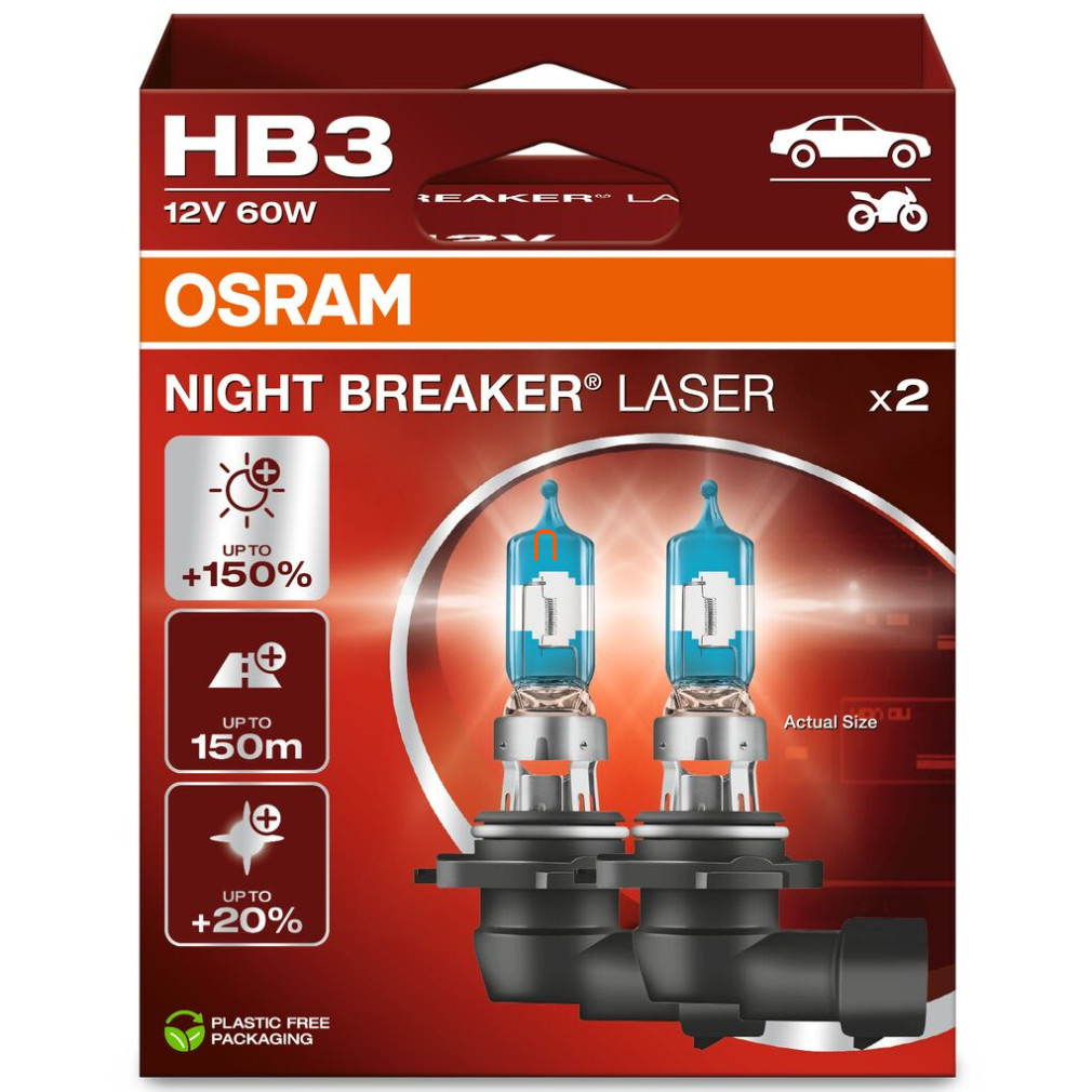 Osram Night Breaker Laser HB3 +150% 2 buc/pachet