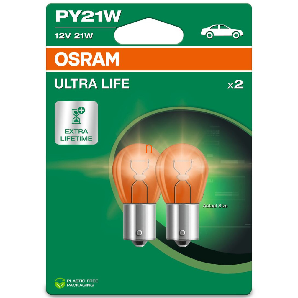 Osram Ultra Life PY21W bec indicator 12V 21W, 2 buc/blaster