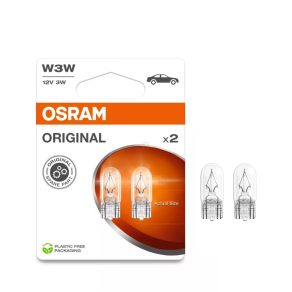   Bec indicator Osram Original Line W3W, durată lungă de viață, 12 V, 3 W, soclu cu capăt în formă de pană, flux luminos de 22 lumeni, pentru iluminatul interior și exterior al mașinii, 2821-2BL, 2 bucăți/ambalaj blister