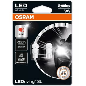   Osram LEDriving SL W5W, lumină roșie puternică, lampă LED pentru mașină cu consum redus de energie, soluție plug & play, 2 bucăți, 2825DRP-2BL
