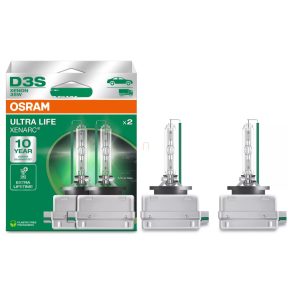   Far xenon Osram Xenarc Ultra Life D3S, 42 V, 35 W, temperatură de culoare 4300 K, flux luminos 3200 lumen, durată de viață extra lungă, soclu PK32d-5, 66340ULT-2HB, 2 buc./cutie