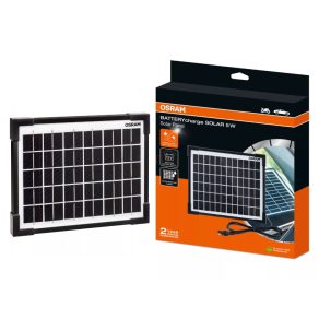   Osram BatteryCharge Solar 5W, încărcător și dispozitiv de întreținere a bateriilor solare pentru vehicule de 12 V, rezistență la apă IP65, protecție împotriva polarității inverse, OSP500