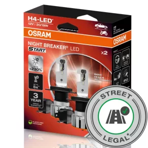   Set legal Osram Night Breaker LED Start H4 LED - Aprobat de Autoritatea pentru Transporturi, 64193DWNBST-2HB