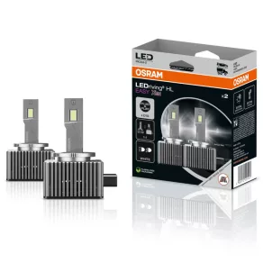   Osram LEDriving HL Easy Xen D1S, faruri cu LED de fază scurtă și fază lungă de culoare alb rece (înlocuitor pentru xenon), temperatură de culoare de 6500 K, soclu D1S, design ultracompact, 2 buc./pachet, 66140DWESY-2HB