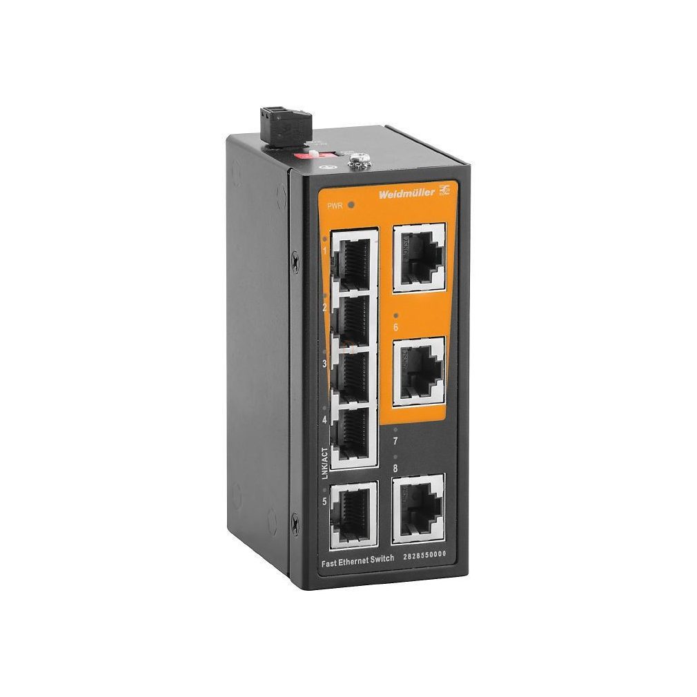 Comutator industrial, neconfigurabil, număr de porturi: 8x 10/100 Mbit/s RJ45, pentru șină DIN, IP40 IE-SW-ELB-05-5TX 2828550000 Weidmüller