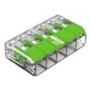 Wago 221-425 Conector verde cu cinci fire răsucite, transparent 0,2-4 mm², 32 A, fabricat din material reciclat