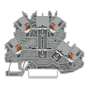   Conector de trecere Wago cu două etaje și buton de apăsare, 1 mm², gri (2200-2201)