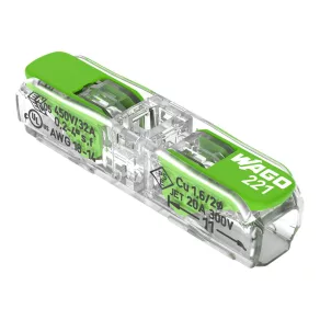   Conector Wago pentru cabluri cu două fire răsucite, max. 4 mm², 32 A, transparent (221-2431)