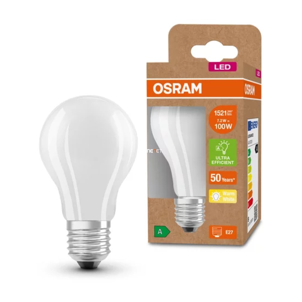 Filament LED Osram E27, 7,2 W, 1521 lm, lumină albă caldă (Classic-A)