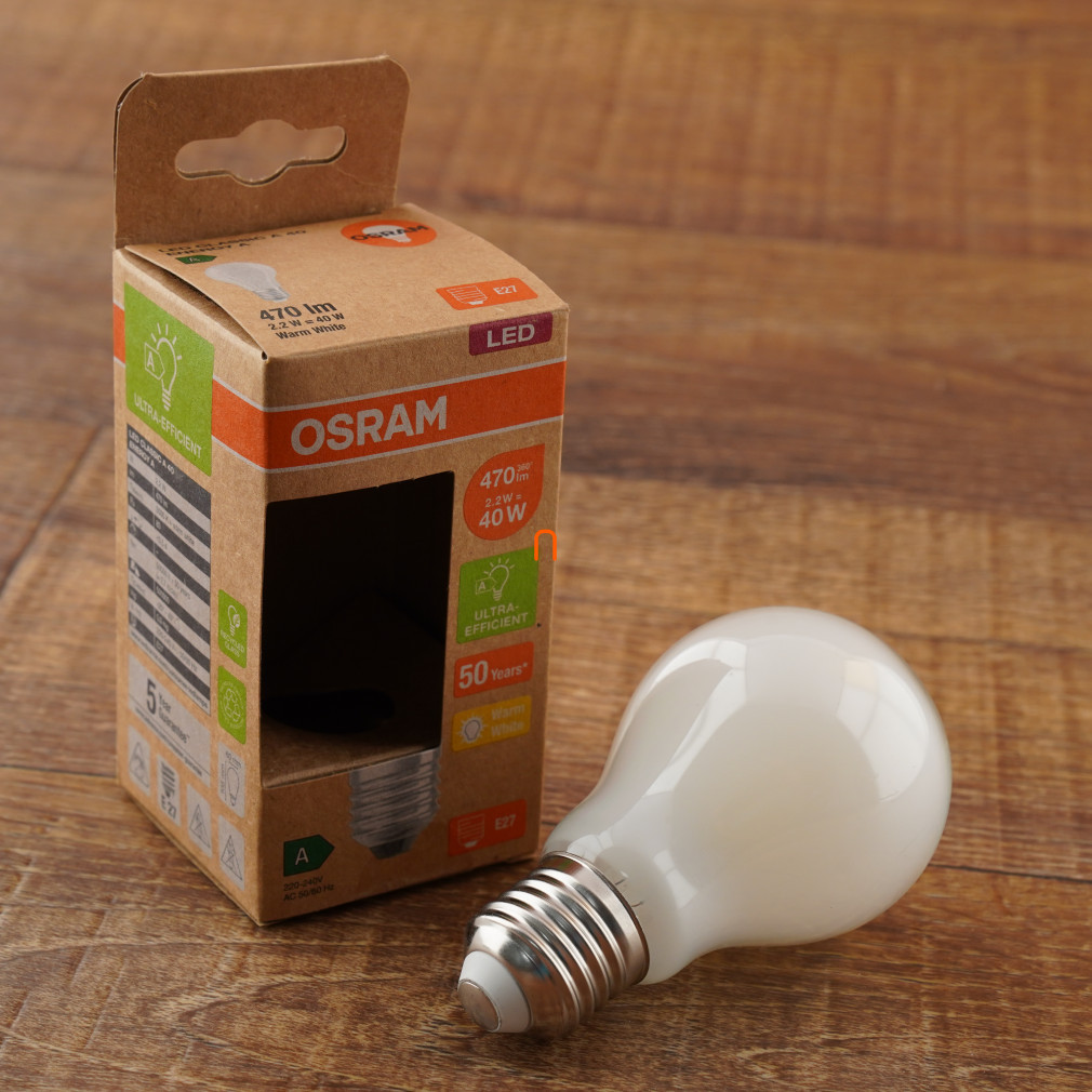 Osram E27 LED filament, 2,2 W, 470 lm, lumină caldă albă (Classic-A)