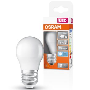   Osram E27 LED glob mic, 4,9 W, 470 lm, 4000 K, alb rece, plastic opal - înlocuiește becul incandescent de 40 W - Superstar Classic P