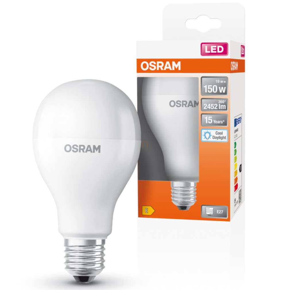 Osram E27 LED 19W, 2452 lm, 6500 K, lumină naturală, plastic opal - înlocuiește becul normal de 150 W - Star Classic A