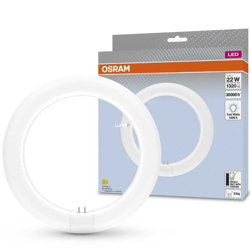 Osram T9C LED tub fluorescent circular 11W, 4000K, 1320lm, 110° - înlocuitor pentru tub fluorescent 22W