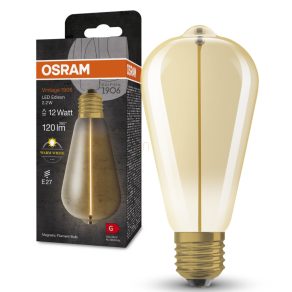   Osram E27 LED 2,2 W, 120 lm, 2700 K, alb cald, sticlă aurie - înlocuiește becul de 10 W - Vintage 1906 Classic Edison Gold filament
