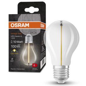   Osram E27 LED 1,8 W, 100 lm, 2700 K, alb cald, sticlă transparentă - înlocuiește becul de 10 W - Vintage 1906 Classic Filament