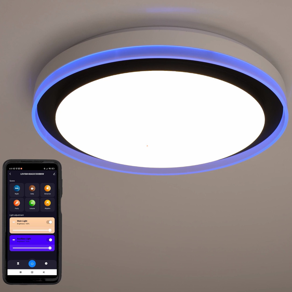 Ledvance Smart+ WIFI plafon inteligent LED negru, alb rece/cald (Orbis Magic)