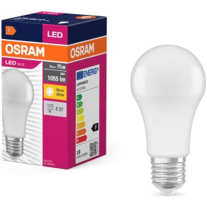   Osram E27 LED 10W, 1055 lm, 2700 K, alb cald, plastic opal - înlocuiește un bec standard de 75 W - Value Classic A