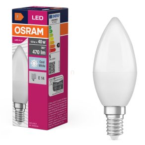   Lumină LED Osram E14, 4,9 W, 470 lm, 4000 K, alb rece, plastic opal - înlocuiește becul de 40 W - Value Classic B