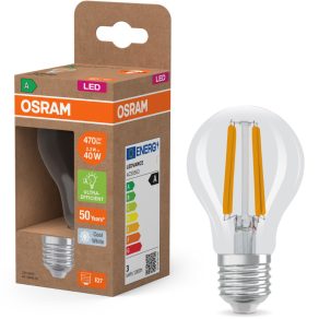   Osram E27 LED 2,2 W, 470 lm, 4000 K, alb rece, sticlă translucidă - înlocuiește un bec standard de 40 W - Superstar+ Classic A filament
