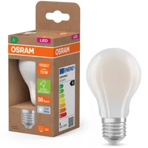   Osram E27 LED 5W, 1055 lm, 4000 K, alb rece, sticlă opală - înlocuiește un bec standard de 75 W - Superstar+ Classic A