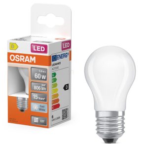   Osram E27 LED glob mic, 5,9 W, 806 lm, 4000 K, alb rece, sticlă opală - înlocuiește becul de 60 W - Superstar Classic P