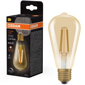   Osram E27 LED 7,2 W, 806 lm, 2400 K, lumină de lumânare, intensitate reglabilă, sticlă aurie - înlocuiește becul de 60 W - Vintage 1906 DIM Classic Edison Gold filament