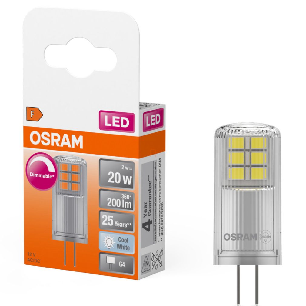 Osram cu soclu G4 LED 2W, 200 lm, 4000 K, alb rece, cu intensitate reglabilă, aluminiu, plastic - înlocuiește becul de 20 W - Special Pin Clear