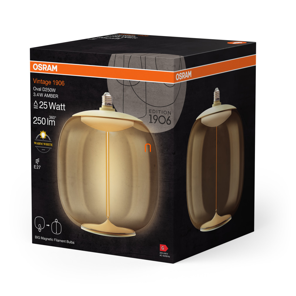 Osram Vintage 1906 Oval E27 LED sursă de lumină cu filament în chihlimbar (stil magnetic)