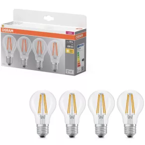   Osram E27 LED 7W, 806 lm, 2700 K, alb cald, sticlă translucidă - înlocuiește un bec standard de 60 W, 4 bucăți - Soclu Classic A 60 filament