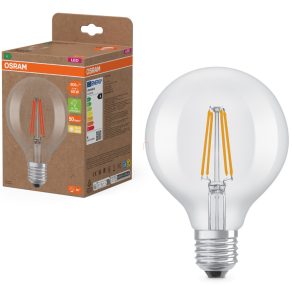  Osram E27 LED glob mare, 3,8 W, 806 lm, 2700 K, alb cald, sticlă transparentă - înlocuiește becul de 60 W - Superstar+ Classic Globe95 filament