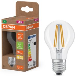   Osram E27 LED 2,2 W, 470 lm, 2700 K, alb cald, sticlă transparentă - înlocuiește un bec standard de 40 W - Superstar+ Classic A filament