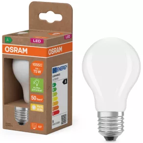   Osram E27 LED 5W, 1055 lm, 2700 K, alb cald, sticlă opală – înlocuiește un bec standard de 75 W – Superstar+ Classic A