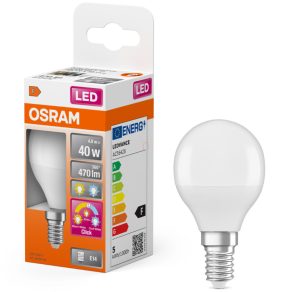   Osram E14 LED glob mic, 4,9 W, 470 lm, 2700-4000 K, alb reglabil, plastic opal - înlocuiește becul de 40 W - Superstar+ Classic P