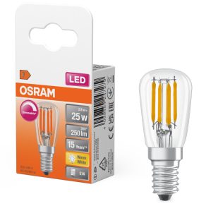   Osram E14 LED 2,8 W, 250 lm, 2700 K, alb cald, cu intensitate reglabilă, sticlă colorată - înlocuiește becul de 25 W - filament special T26