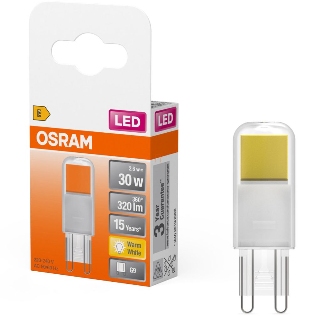Osram G9 LED 2,6W, 320 lm, 2700 K, alb cald, înlocuiește becul cu filament de sticlă de 30 W - Special Pin
