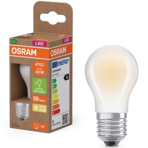   Osram E27 LED glob mic, 2,2 W, 470 lm, 2700 K, alb cald, sticlă opală - înlocuiește becul de 40 W - Superstar+ Classic P