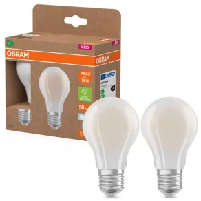   Osram E27 LED 5W, 1055 lm, 4000 K, alb rece, sticlă opală - înlocuiește un bec standard de 75 W, 2 bucăți - Superstar+ Classic A
