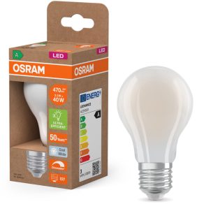   Osram E27 LED 2,2 W, 470 lm, 4000 K, alb rece, cu intensitate reglabilă, sticlă transparentă - înlocuiește un bec standard de 40 W - Superstar+ Classic A filament