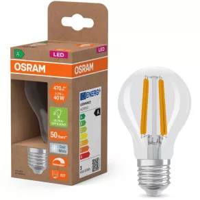   Osram E27 LED 2,2 W, 470 lm, 4000 K, alb rece, cu intensitate reglabilă, sticlă transparentă - înlocuiește un bec standard de 40 W - Superstar+ Classic A