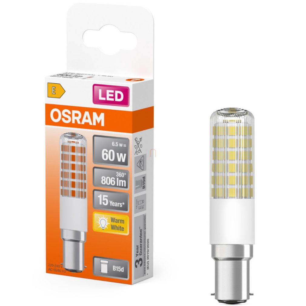 Osram B15d LED 6,5W, 806 lm, 2700 K, alb cald, alb, plastic - înlocuiește becul de 60 W - Special T Slim