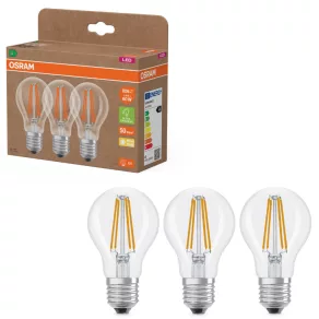   Osram E27 LED 3,8 W, 806 lm, 2700 K, alb cald, sticlă transparentă - înlocuiește un bec standard de 60 W, pachet de 3 bucăți - Superstar+ Classic A filament