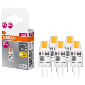   Osram G4 LED cu soclu cu pini, 1 W, 100 lm, 2700 K, alb cald, plastic - înlocuiește becul de 10 W, 5 bucăți, 5 bucăți - Soclu special cu pini Micro Clear