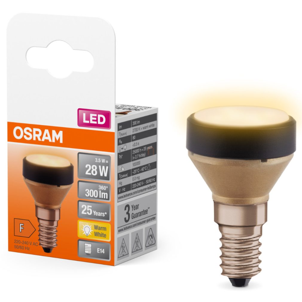 Osram E14 LED 3,5W, 300 lm, 2700 K, alb cald, plastic opal - înlocuiește becul incandescent de 25 W - Star Flat
