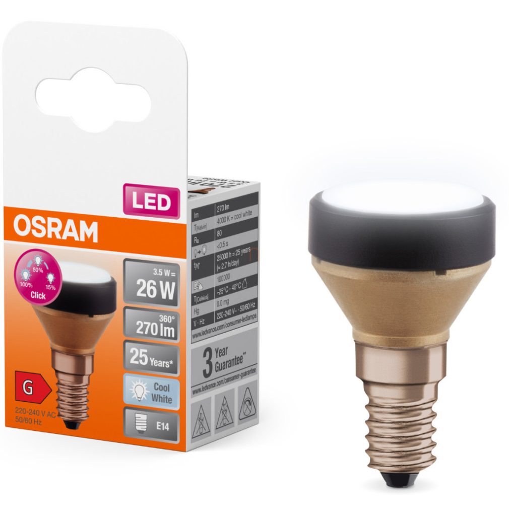 Osram E14 LED 3,5W, 270 lm, 4000 K, alb rece, reglabil în 3 trepte, plastic opal - înlocuiește becul incandescent de 25 W - Star Flat 3 Step DIM