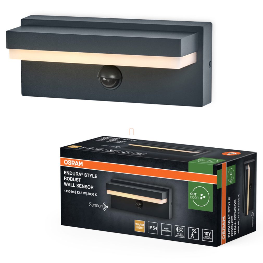 Lampă LED de exterior cu senzor de mișcare, cu senzor de lumină - Osram Endura Sty Robust, 3000 K, 1000 lm, IP54, 220-240 V