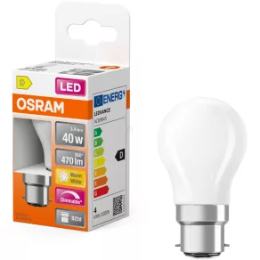   Osram B22d LED 3,4 W, 470 lm, 2700 K, alb cald, reglabil, sticlă opală – înlocuitor pentru becul incandescent de 40 W – Superstar Classic P