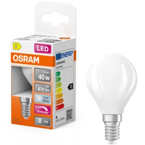   Osram E14 LED glob mic, 3,4 W, 470 lm, 4000 K, alb rece, cu intensitate reglabilă, sticlă opală - înlocuiește becul de 40 W - Superstar Classic P