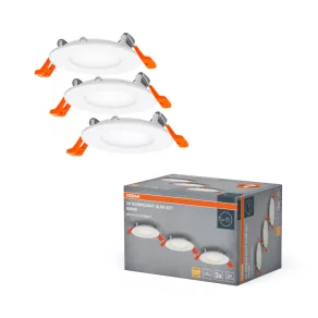  Spot LED și spot încastrat Osram, 3 piese Spot LED încastrat subțire, alb cald (8,5 cm)