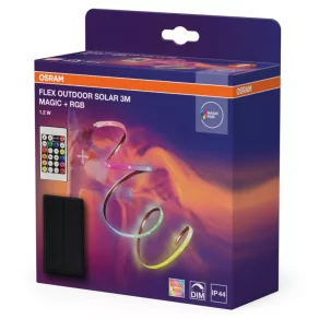   Osram Flex Outdoor Solar 3M Magic RGB – Bandă LED decorativă pentru exterior, cu încărcare prin panouri solare, control al culorilor RGB, telecomandă, IP44